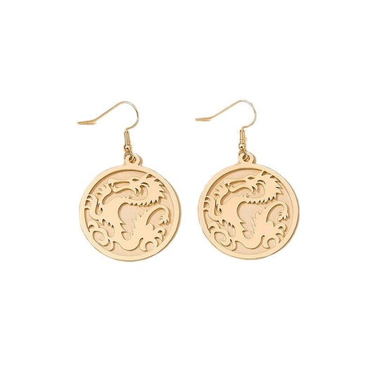 Zodiac-Inspired Retro Earrings Collection with Chinese Zodiac Pendant