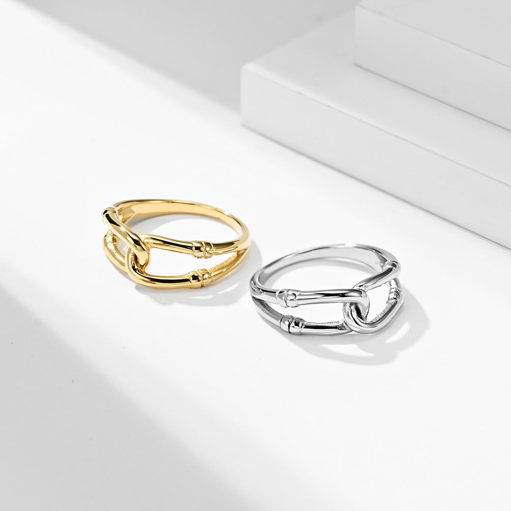 Planderful Knotted Rope Ring Unisex Stainless Steel Hollow Band Sizes 6 7 8 9 Everyday Genie