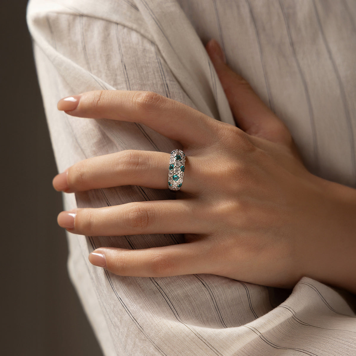 925 Sterling Silver Paraiba-Color Ring