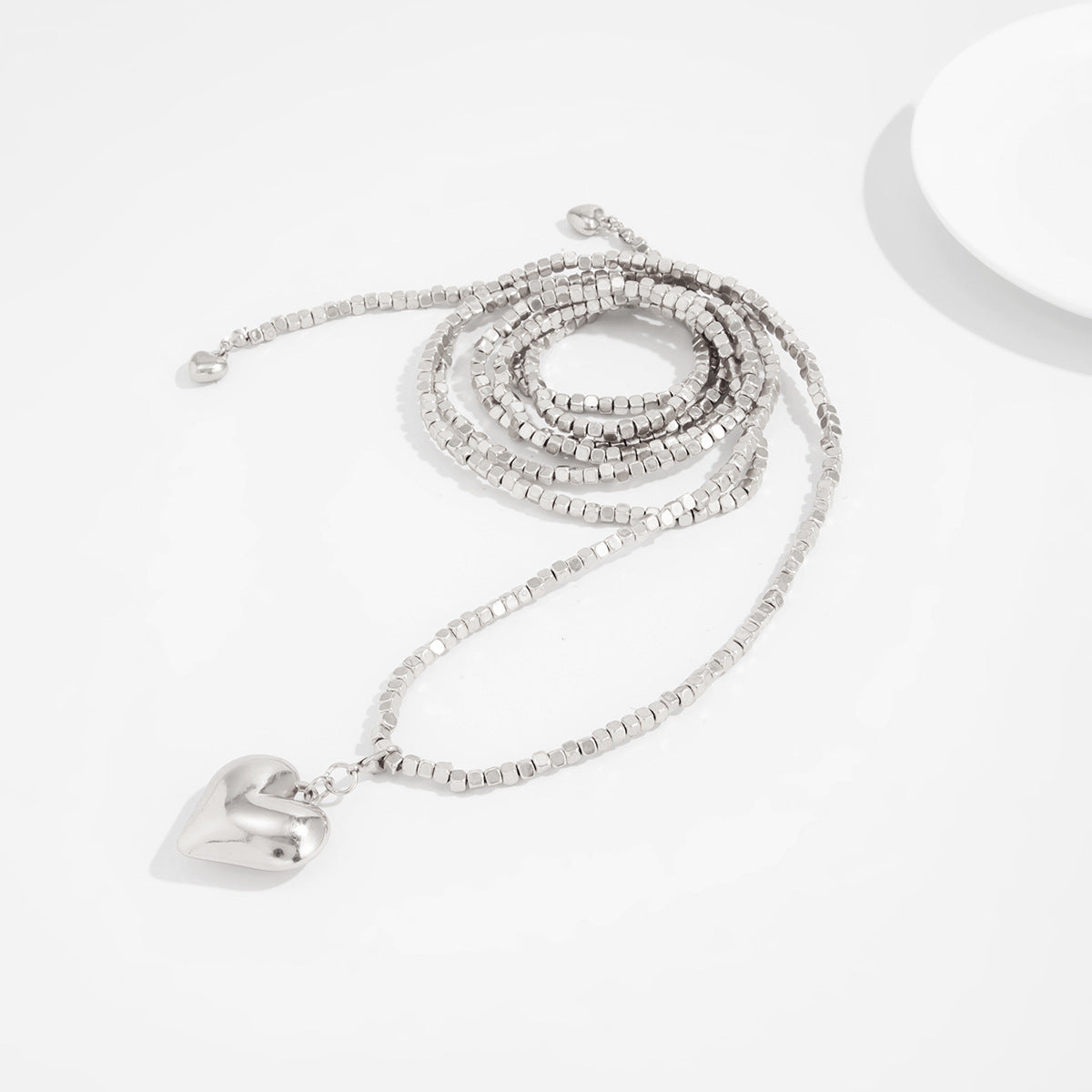 Special-Shaped Ccb Beaded Necklace Love-Shaped Fringed Y-Shaped Long Wrapped Neck Chain
