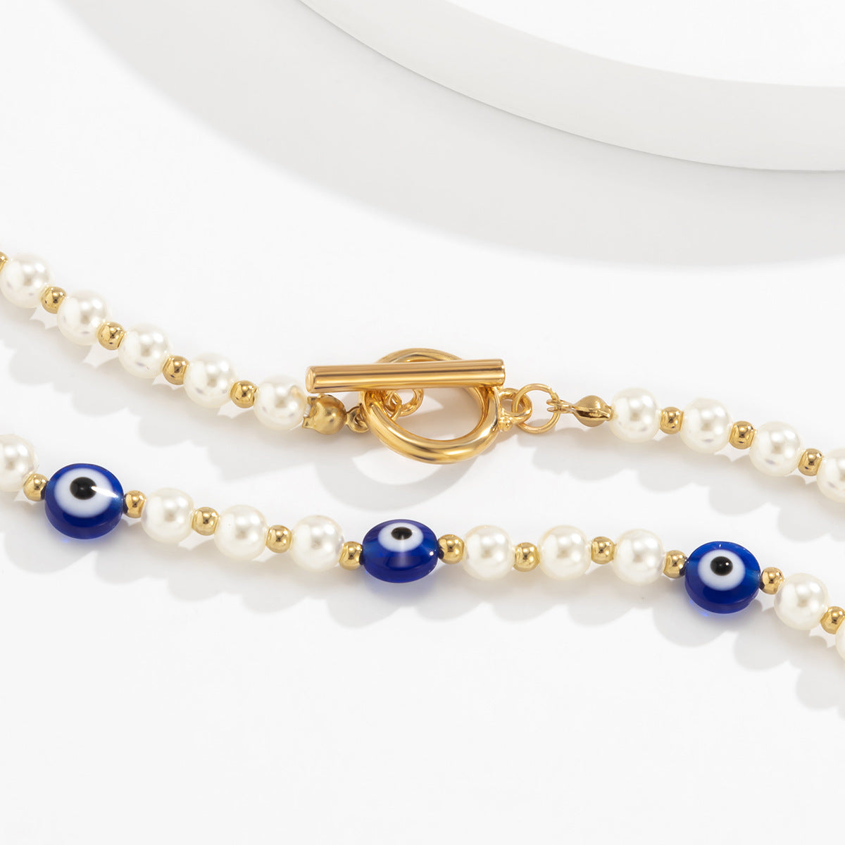 Planderful Vienna Verve Necklace For Women Punk Acrylic Eyes Imitation Pearl Geometric Single Layer Statement