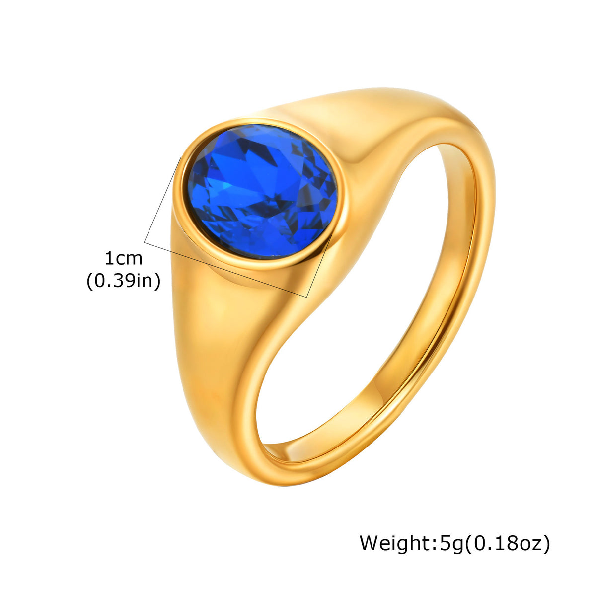 Stainless Steel Gold-Plated Oval Zircon Ring – Classic Daily Women's Titanium Steel