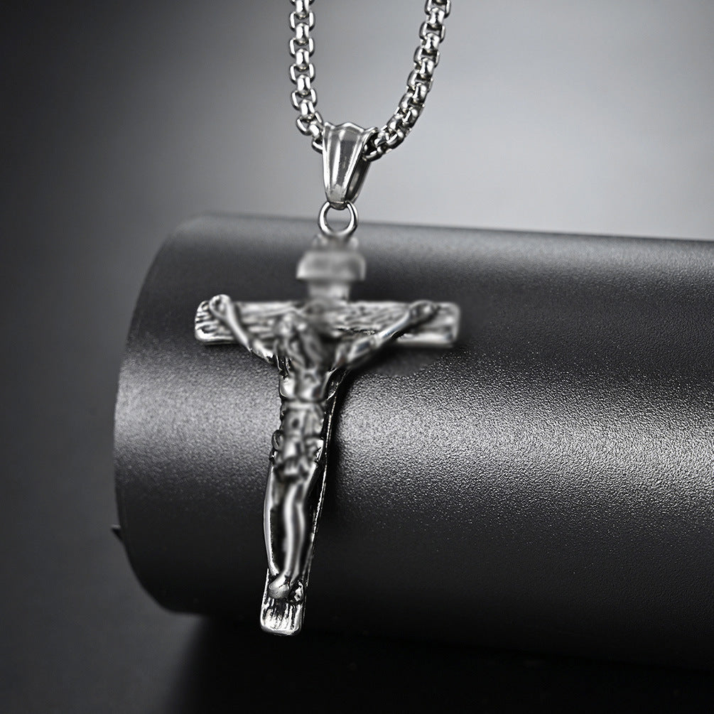 European and American Retro Stainless Steel Cross Necklace