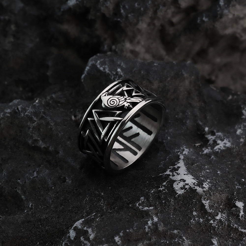 Planderful Viking Rune Ring Stainless Steel Retro Style For Men Everyday Genie Collection