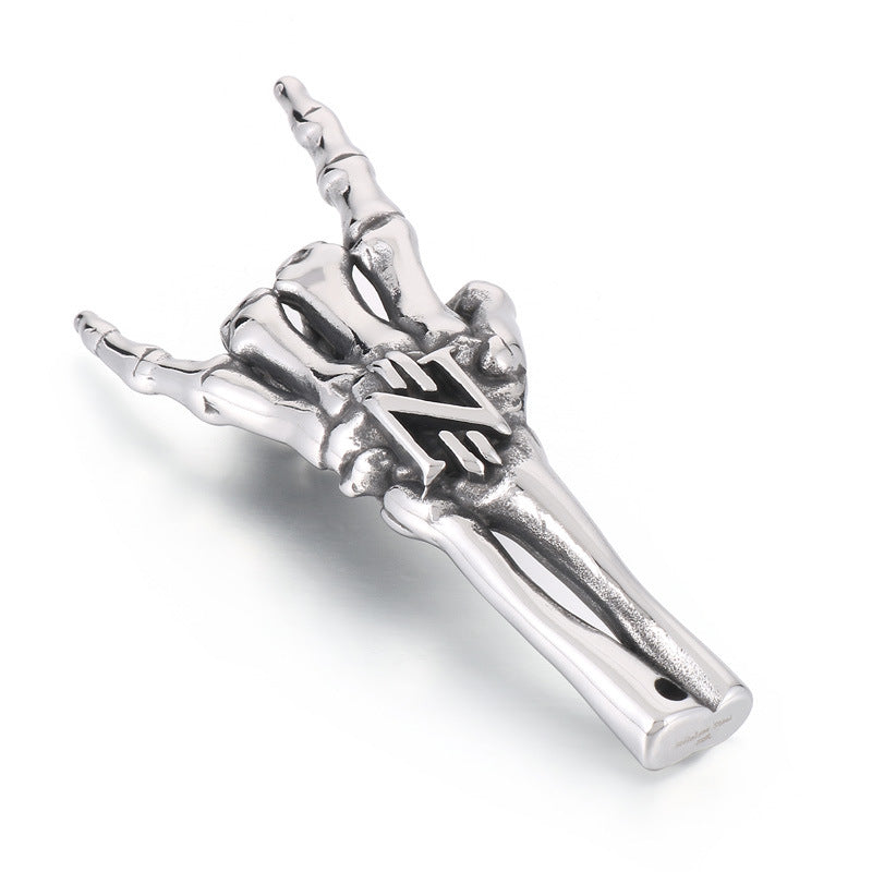 Gothic Ghost Claw Gesture Pendant - Trendy Stainless Steel Hip Hop Jewelry for Men