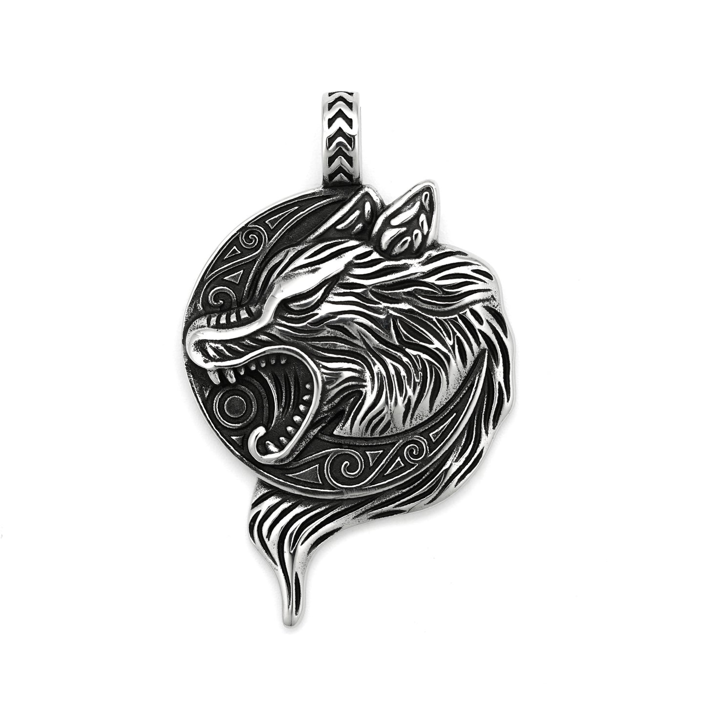 Steel Necklace - Vintage Viking Wolf Head For Men Guardian Totem Design Everyday Wear Planderful