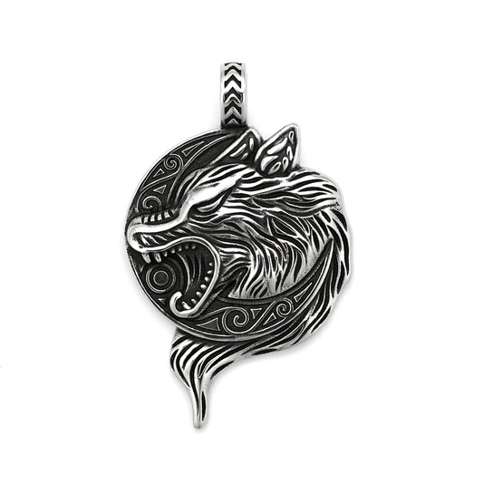 Steel Necklace - Vintage Viking Wolf Head For Men Guardian Totem Design Everyday Wear Planderful