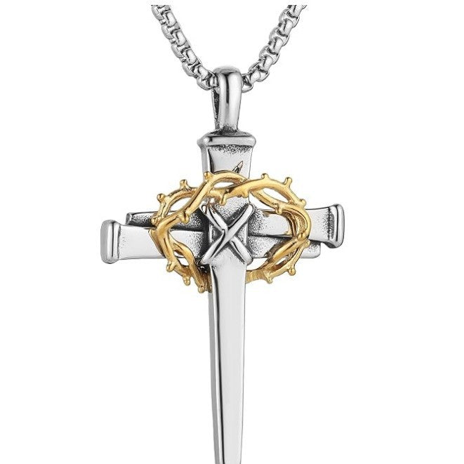 Punk Cross Stainless Steel Pendant Necklace