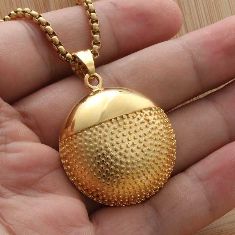 Trendy Titanium Steel Round Pendant Necklace for Men - Punk Style Retro Pot Design