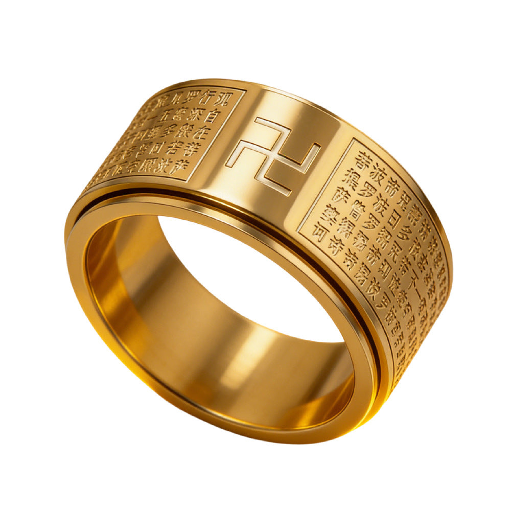 Planderful Stainless Steel Ring For Men Unisex Protective Buddha Charm Durable Statement Ring