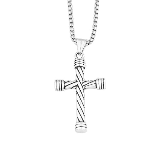 New Twisted Cross Titanium Steel Necklace for Men and Women