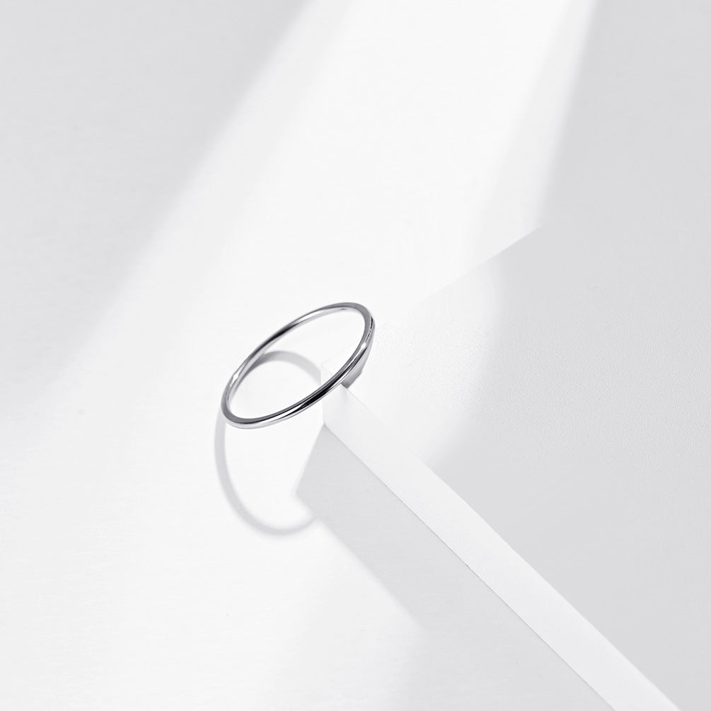 Japanese and Korean Style 1mm Three-Color Titanium Steel Female Tail Ring Elegant Rose Gold Daily Wear Jewelry