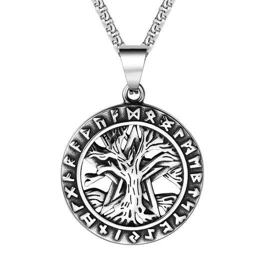 Titanium Viking Pendant For Unisex Wearers With Retro Life Tree Protection Statement By Planderful Premium