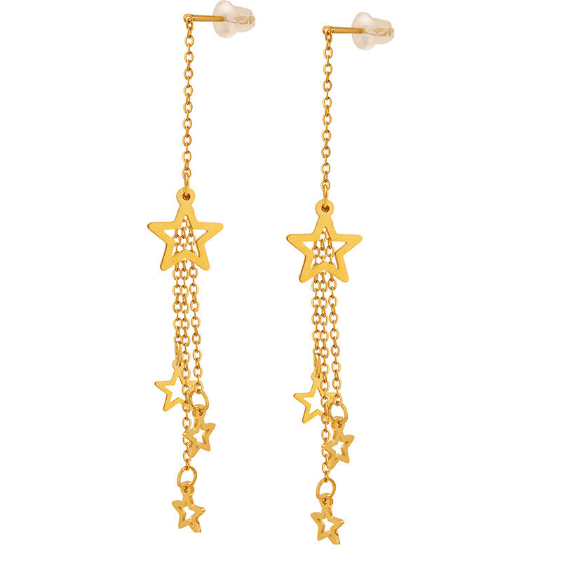 Golden Gypsy Star and Fringe Earrings - Japanese & Korean Style