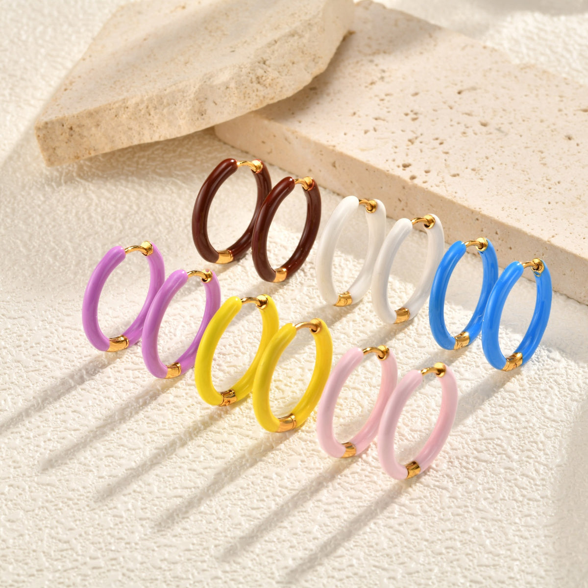 Colorful Enamel Oval Hoop Earrings
