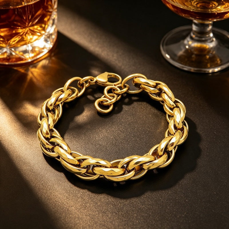 11mm Hammer Twist Twist Chain With Extension Chain Stainless Steel Men's Bracelet