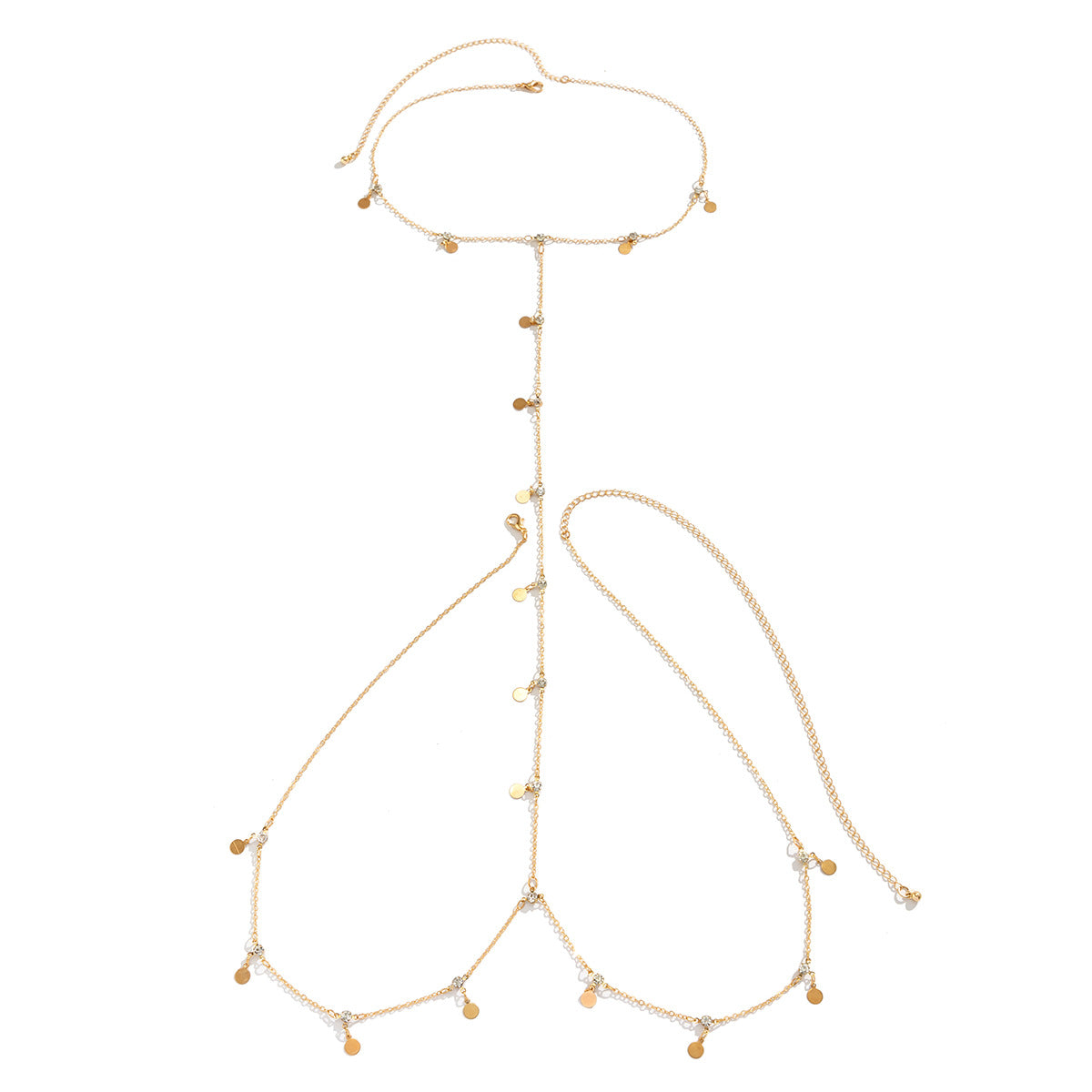 Elegant Hollow Body Chain Necklace and Waist Chain Set with Round Beads for Women