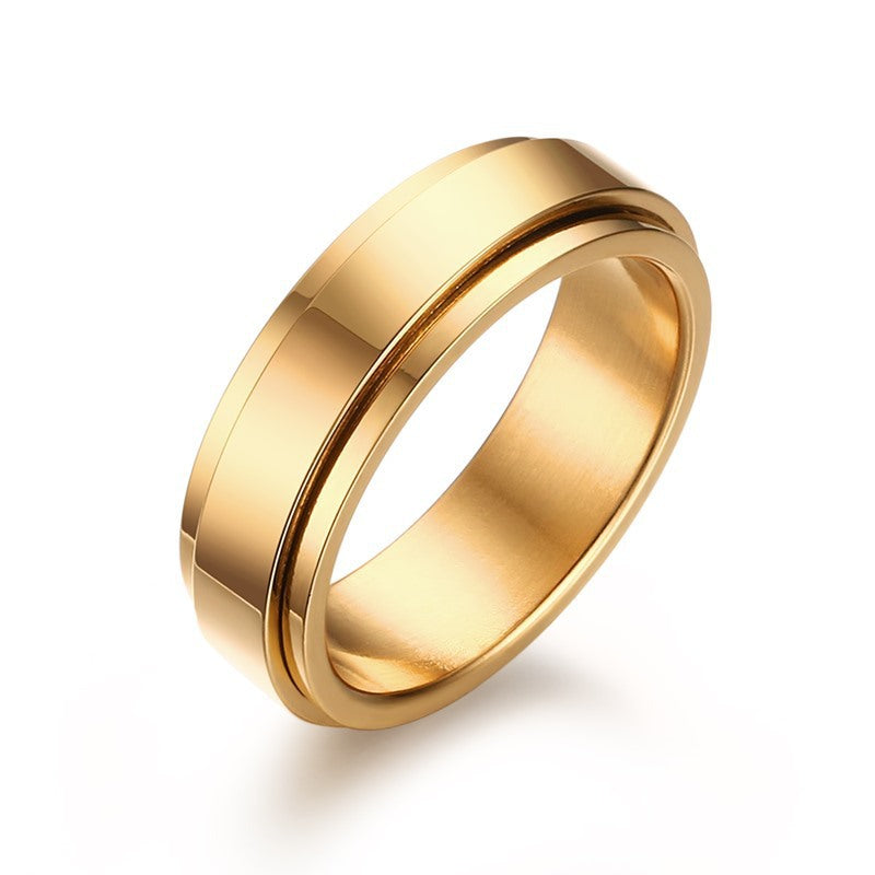 Rotatable Stainless Steel Male and Female Couple Ring Gold