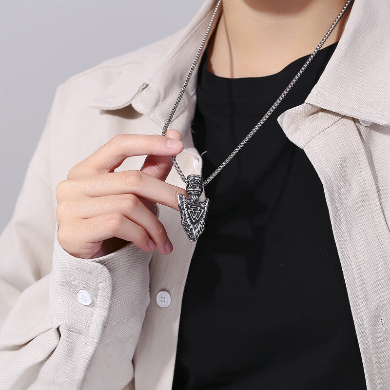 Titanium Steel Necklace – Vintage Viking Triangle Cone