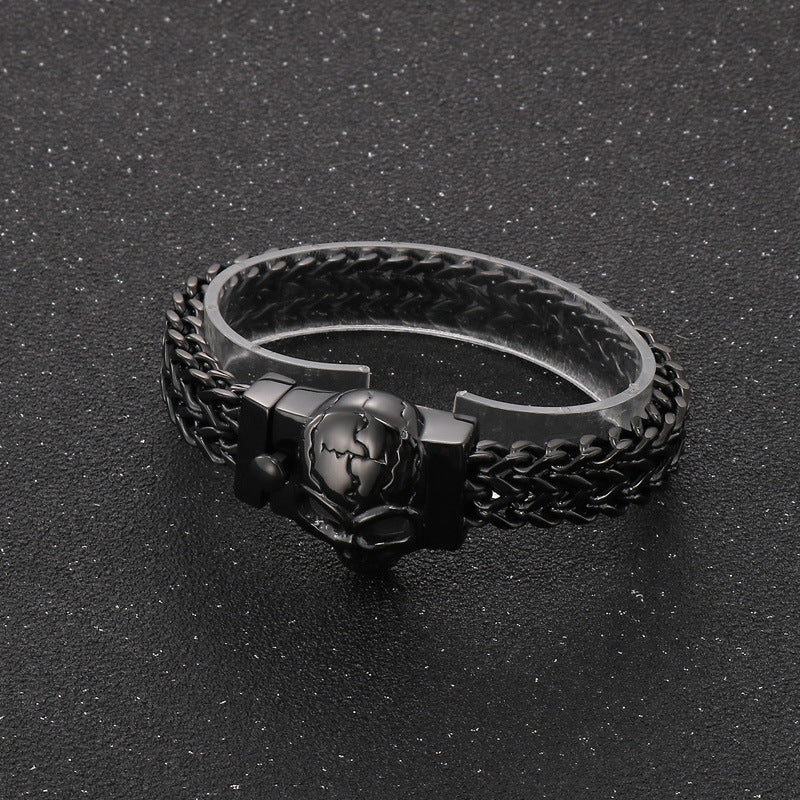Bold Skull Lion Head Men's Titanium Steel Bracelet