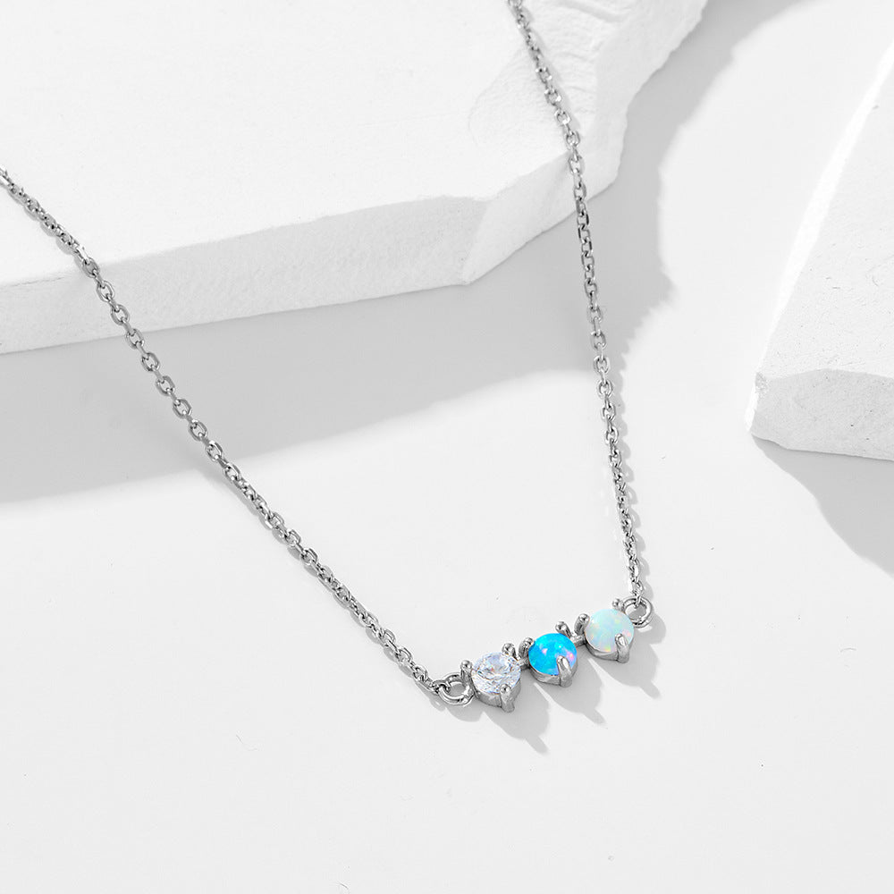 Color Opal Sterling Silver Necklace Versatile Necklace