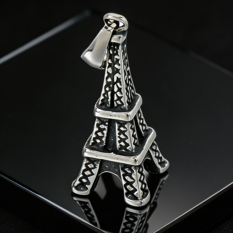 Niche Many Elements Myth Pendant Tower Conch Trident Feather Stainless Steel Men's Pendant Necklace