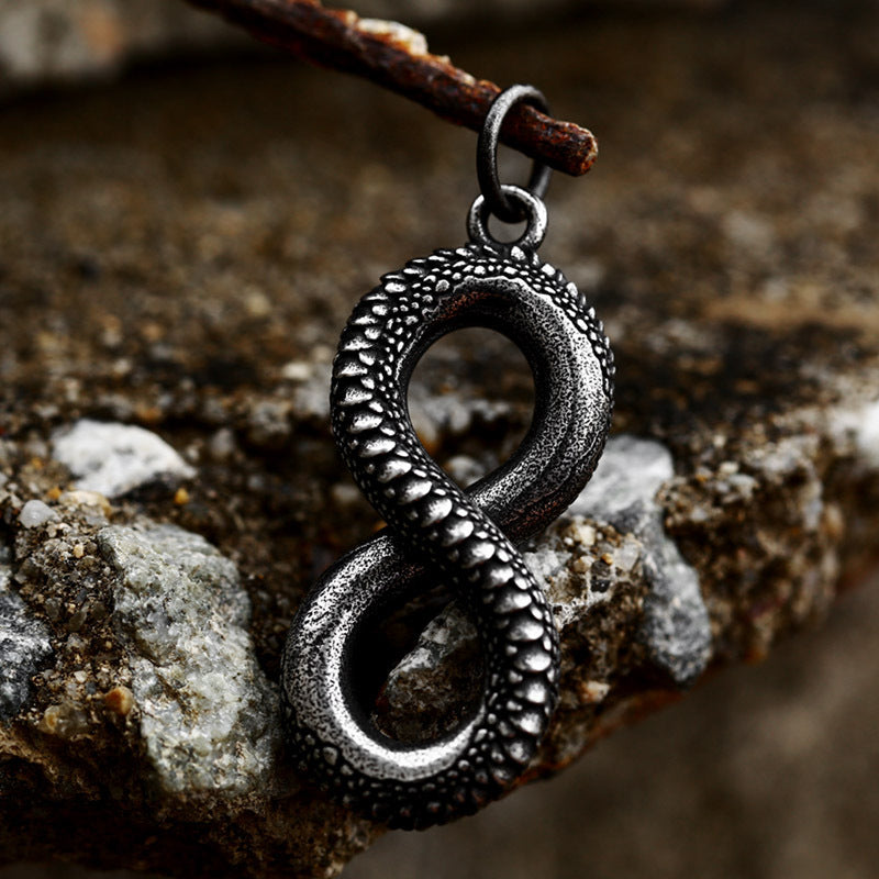 Retro Snake-Shaped Titanium Steel Pendant for Men - European and American Style Jewelry