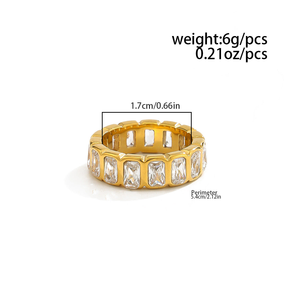 Planderful Zircon Ring For Women Geometric Round Inlay Stainless Steel Statement