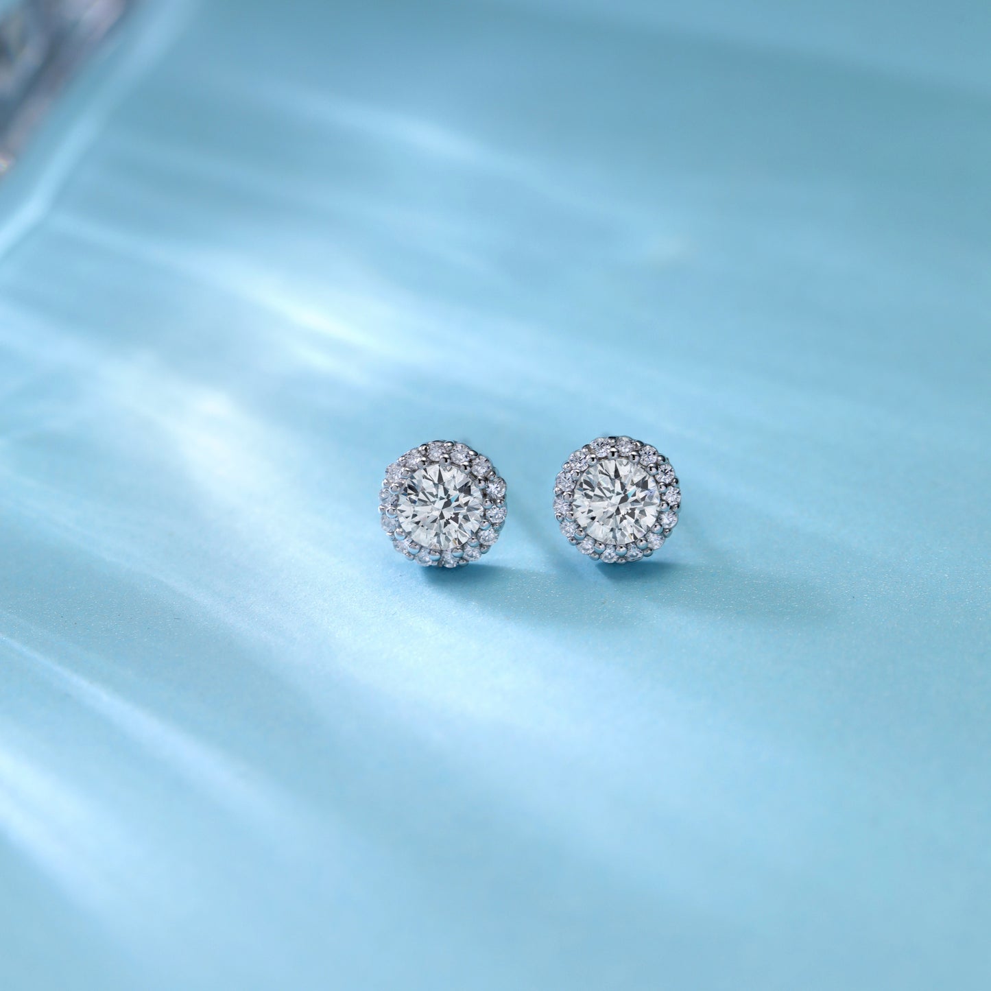 Small Round Zircon Sterling Silver Stud Earrings