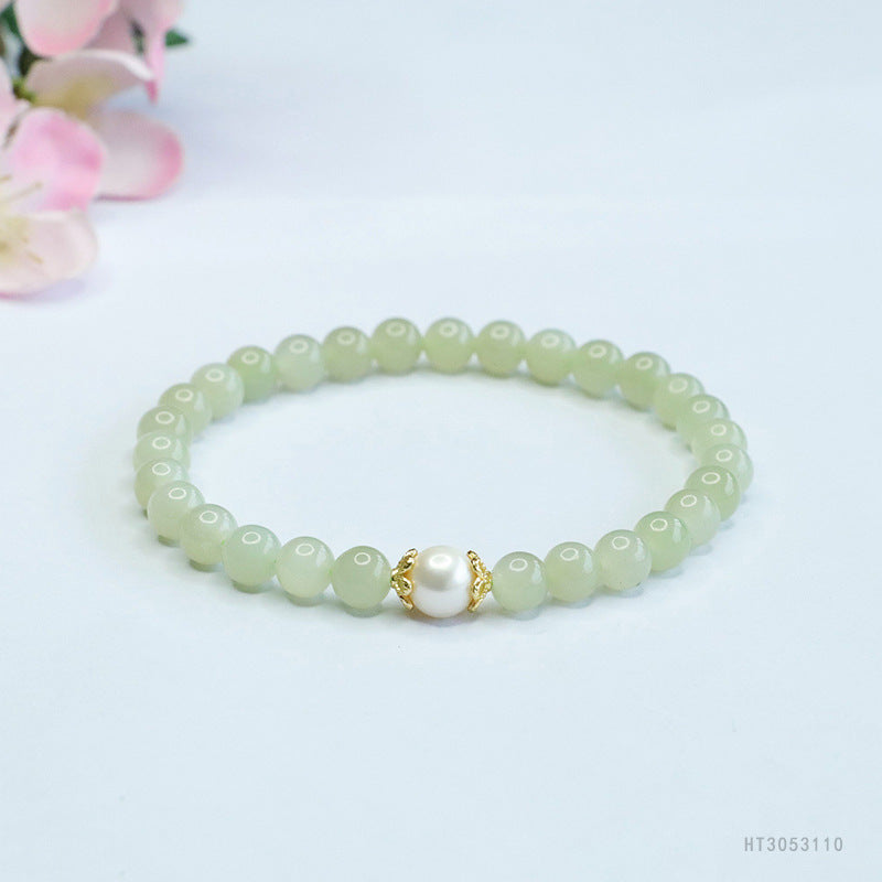 Qingshui Hetian Jade & Pearl Bracelet
