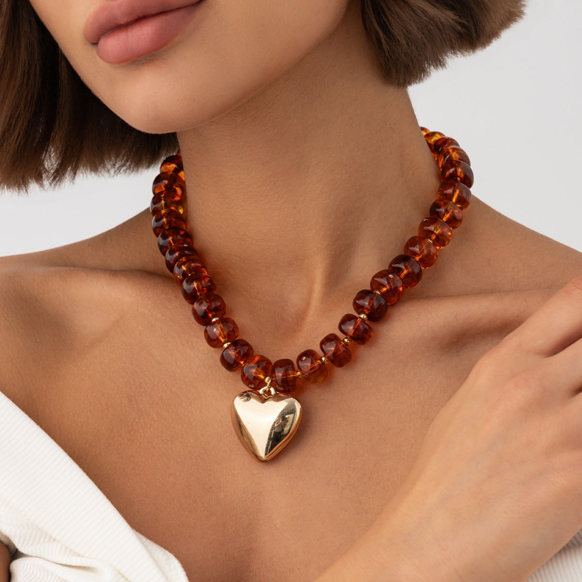 Candy-Color Heart Beaded Necklace