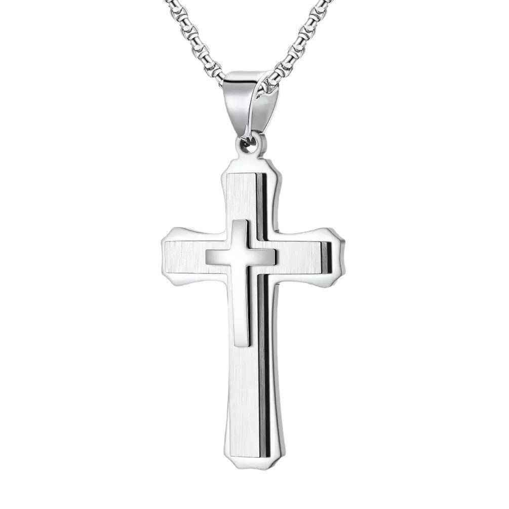 Punk Cross Stainless Steel Men's Pendant Necklace