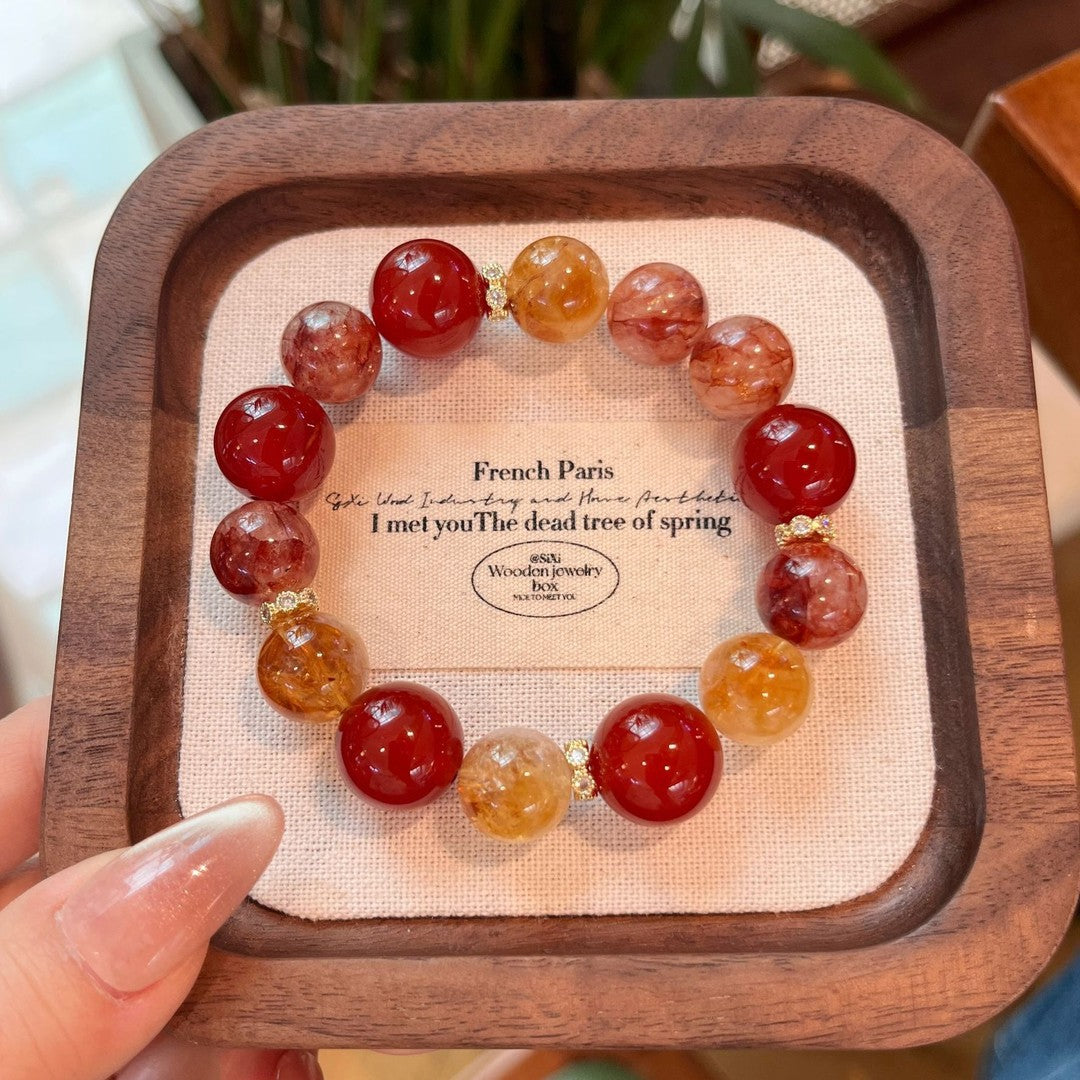 Agate Citrine Crystal Floral Bracelet