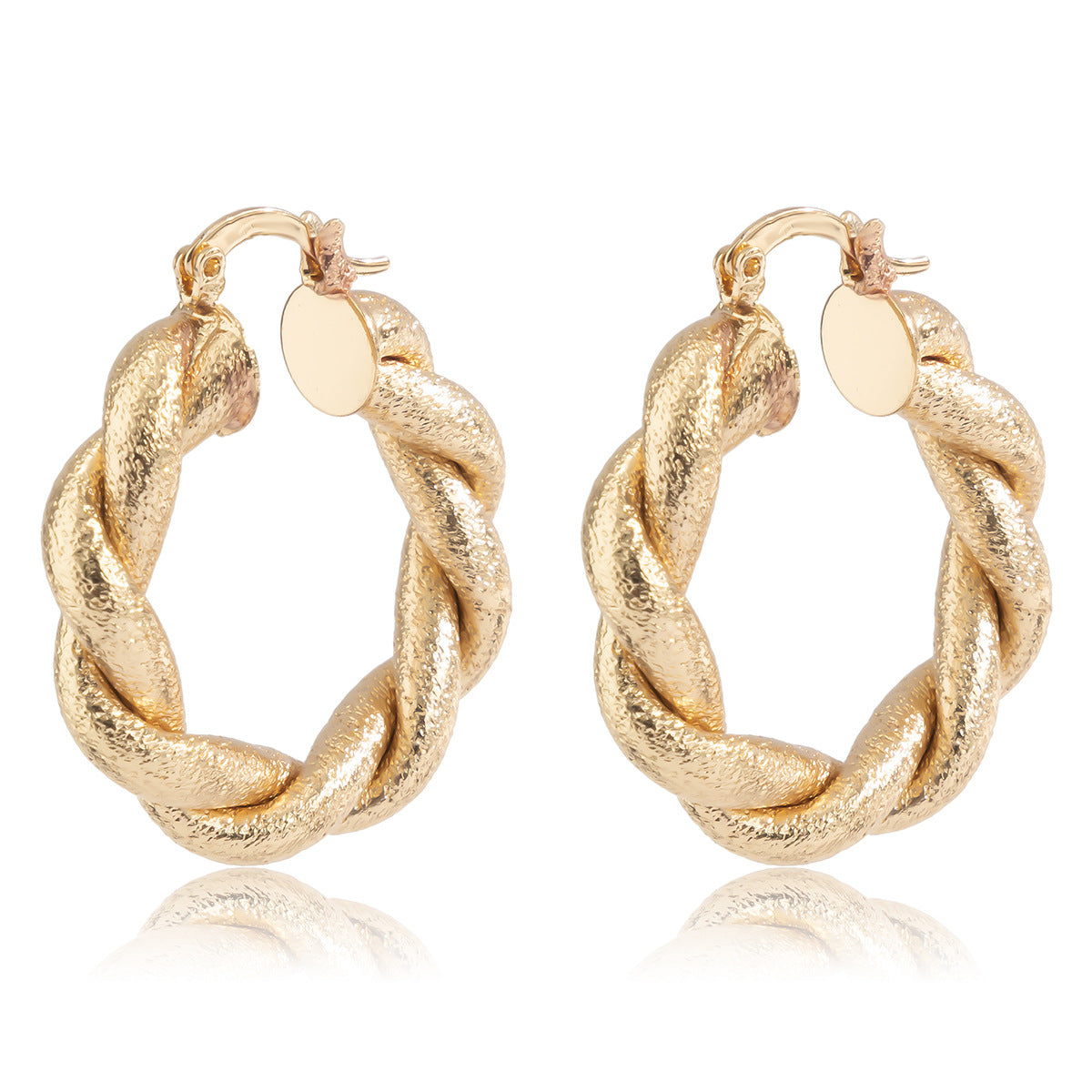 European Style Metal Twisted Earrings with Pockmark Ring