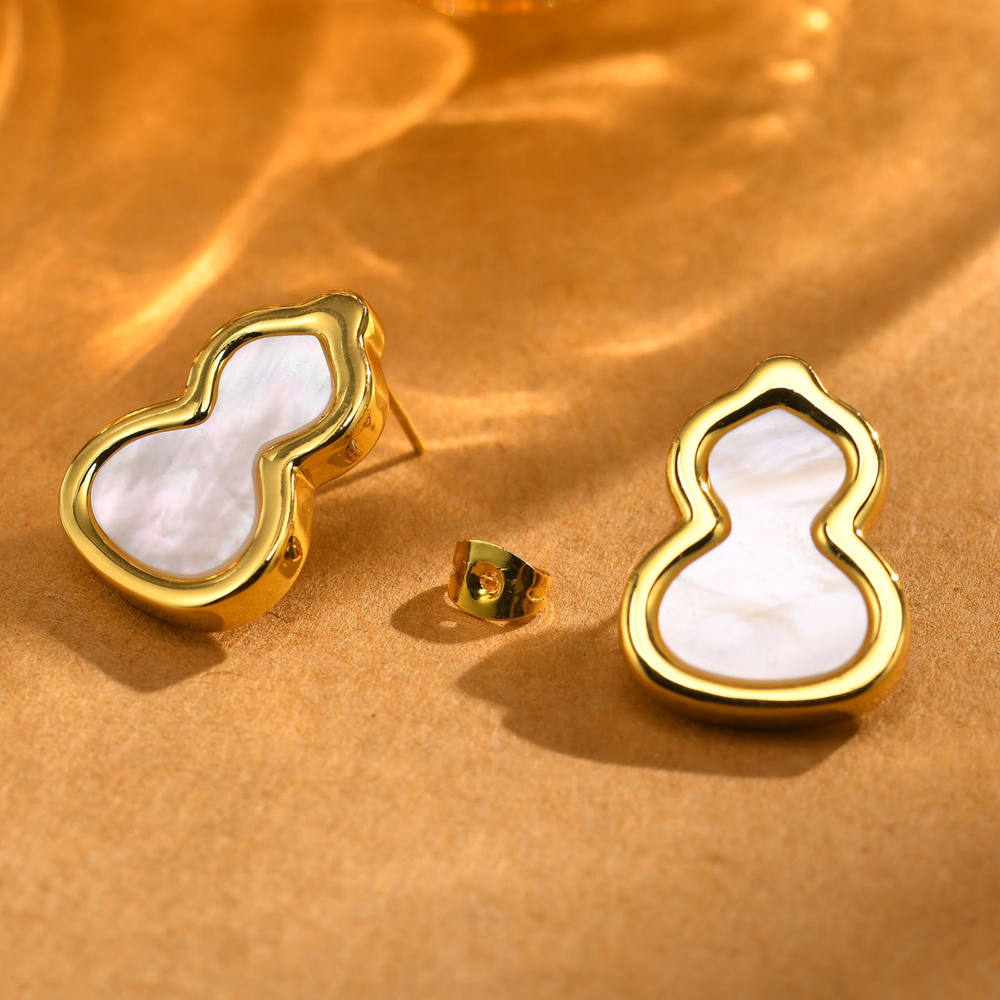 Chinese Style Shell Gourd Earrings Gold Women's Accessories