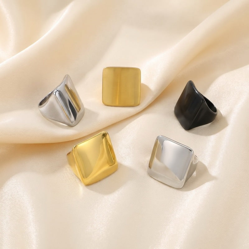 Wide Aspect Ring Hip-Hop Smooth/Sand Surface Men's And Women's Stainless Steel Ring