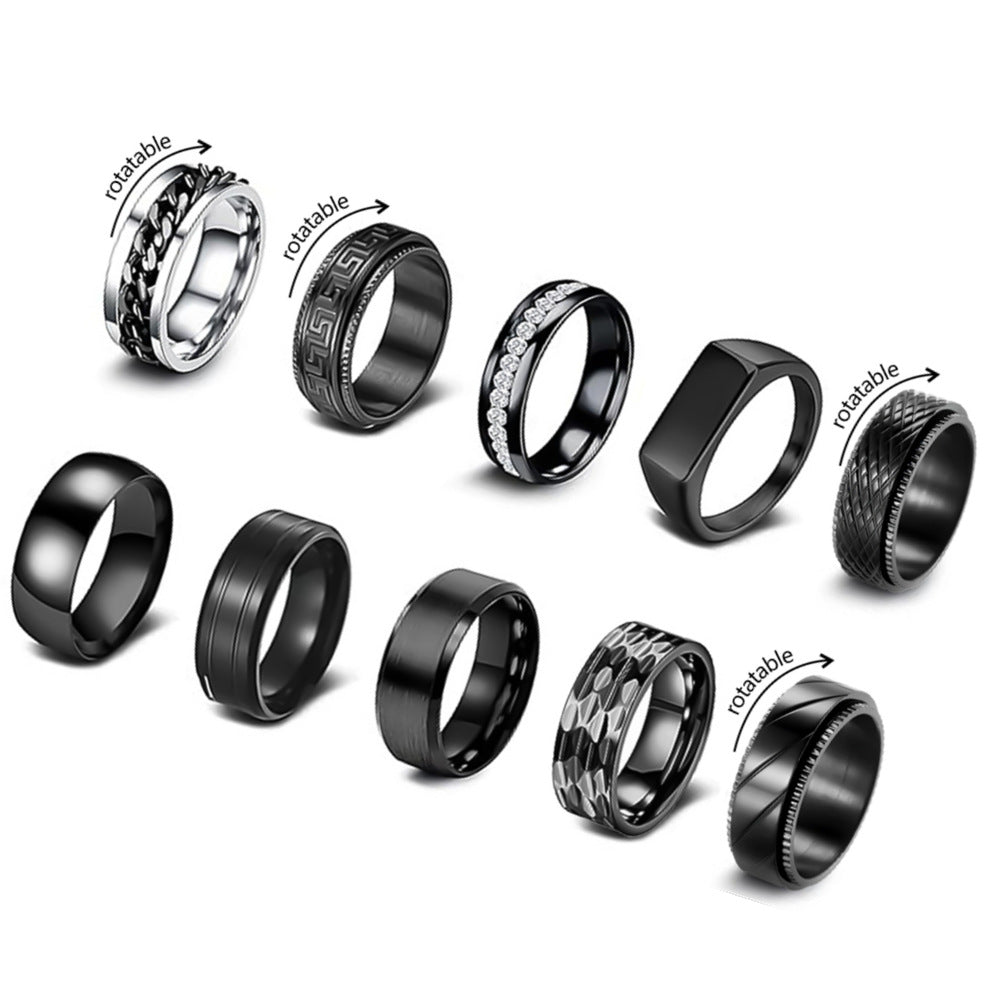 Planderful Everyday Genie Stainless Steel Spinner Ring Unisex For Men Stress Relief Decompression