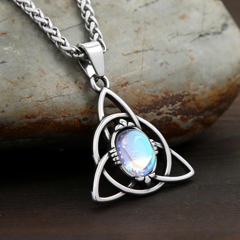 Celtic Witch Stainless Steel Men's Pendant Necklace