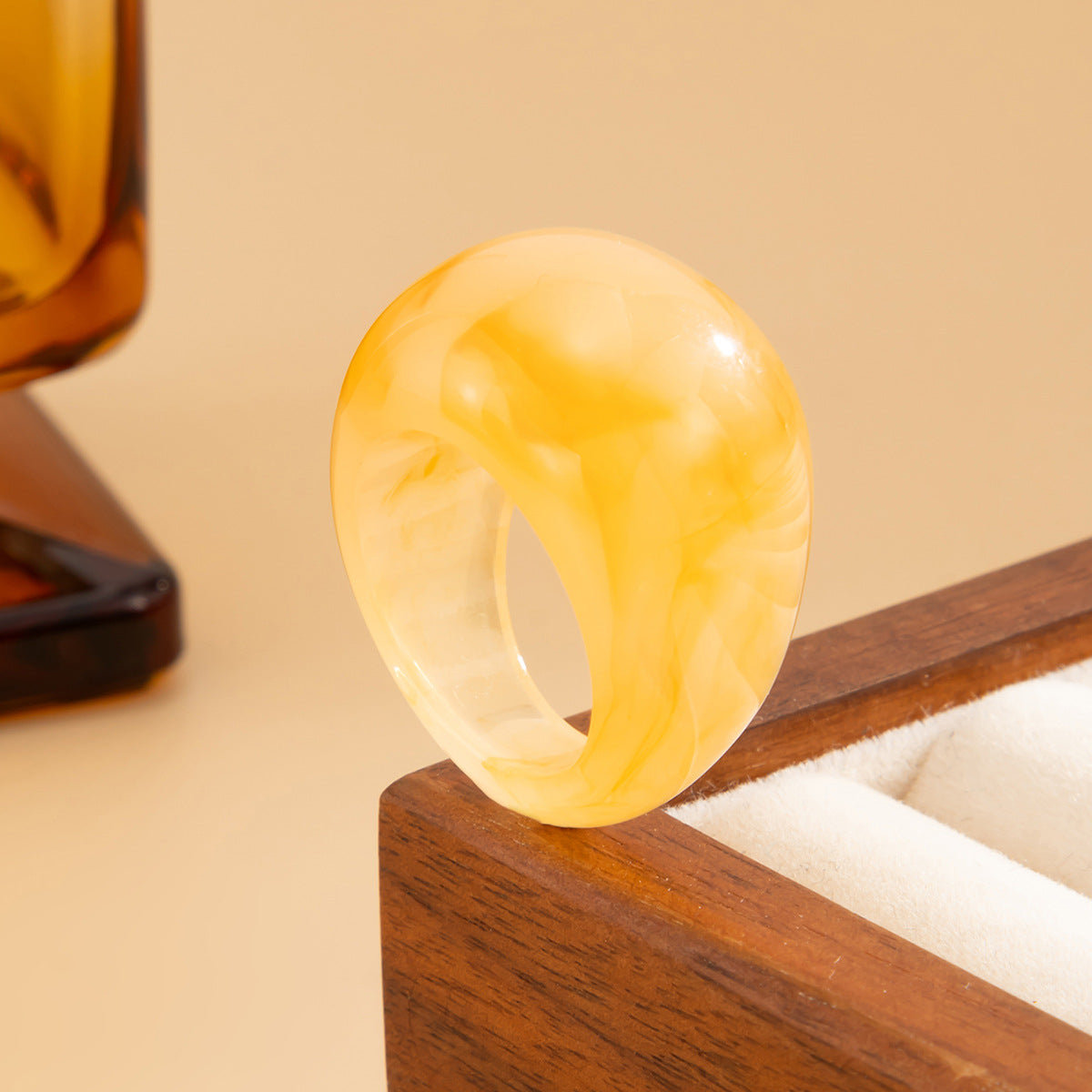 Planderful Vienna Verve Statement Ring Bread Shaped Wide Ring Maillard Color Hand Jewelry For Bold Fashion Lovers
