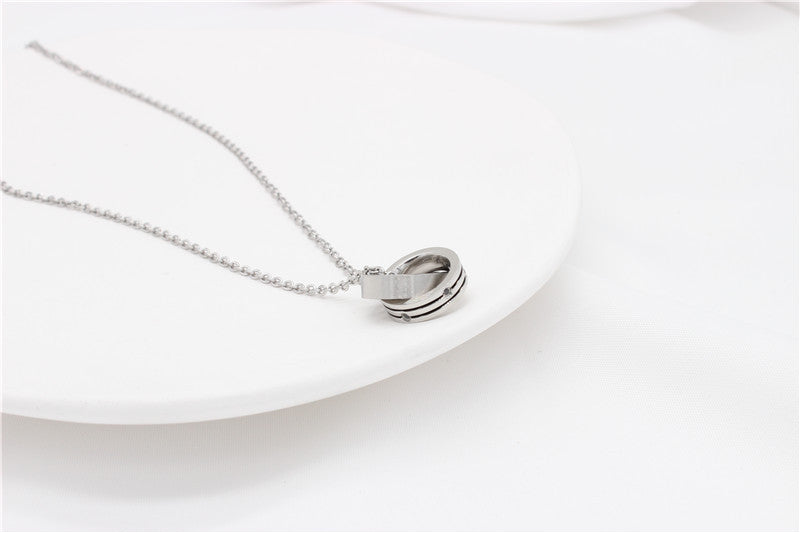 Double Ring Necklace For Women And Men Durable Stainless Steel Collarbone Jewelry Planderful Unisex Bold Statement