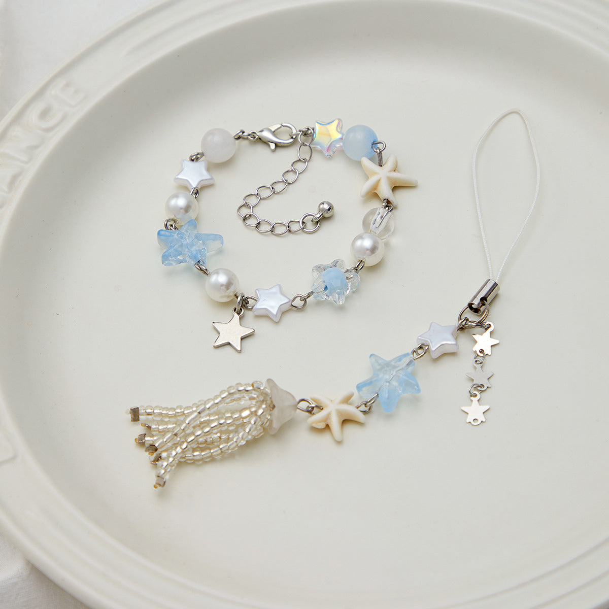 Planderful Vienna Verve Sea Star Beaded Bracelet With Fringed Imitation Pearl Pendant For Vacation Style