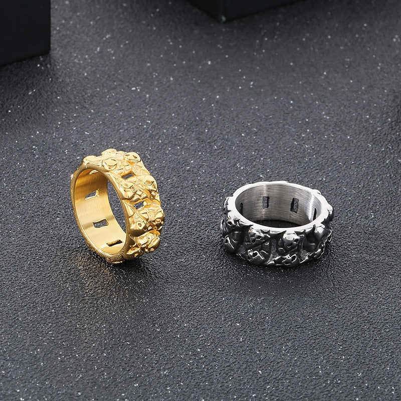 Planderful Skull Ring Men Edgy Stainless Steel Punk Style