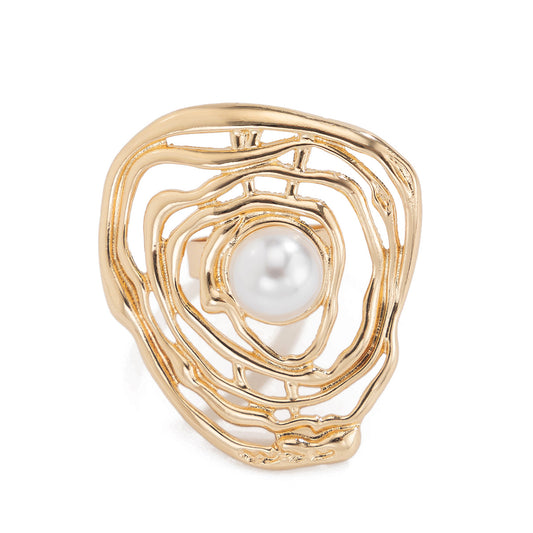 Planderful Vienna Verve Ring – Irregular Winding Design with Imitation Pearl