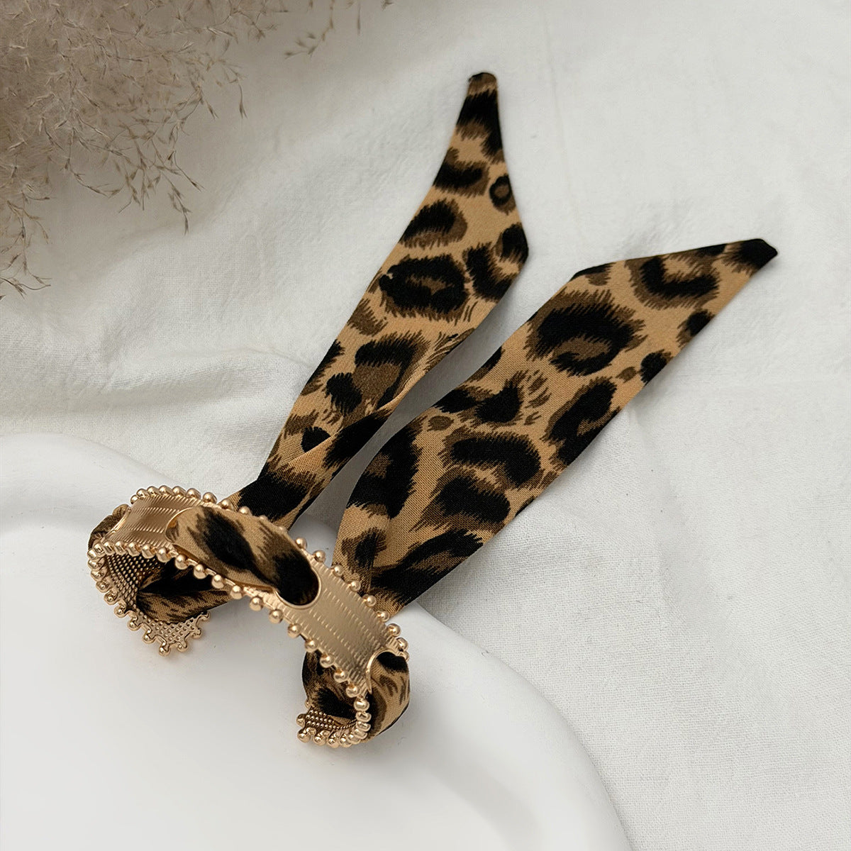 Planderful Collection Vienna Verve Bracelet For Women Hammer Pattern Wide Surface Opening Leopard Print Silk Scarf