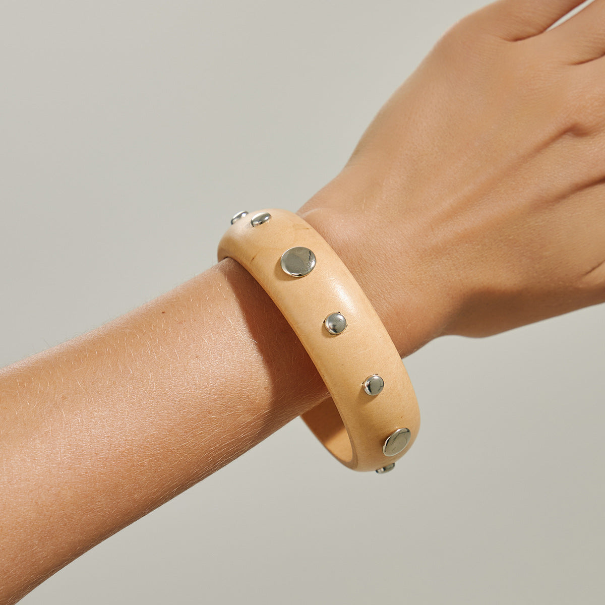 Cold And Exaggerated National Style Wooden Wide Bracelet Star Geometric Rivet Bracelet