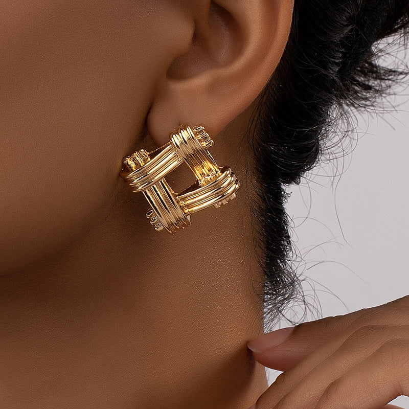 Twisted Geometric Fashion Stud Earrings - Vienna Verve Collection