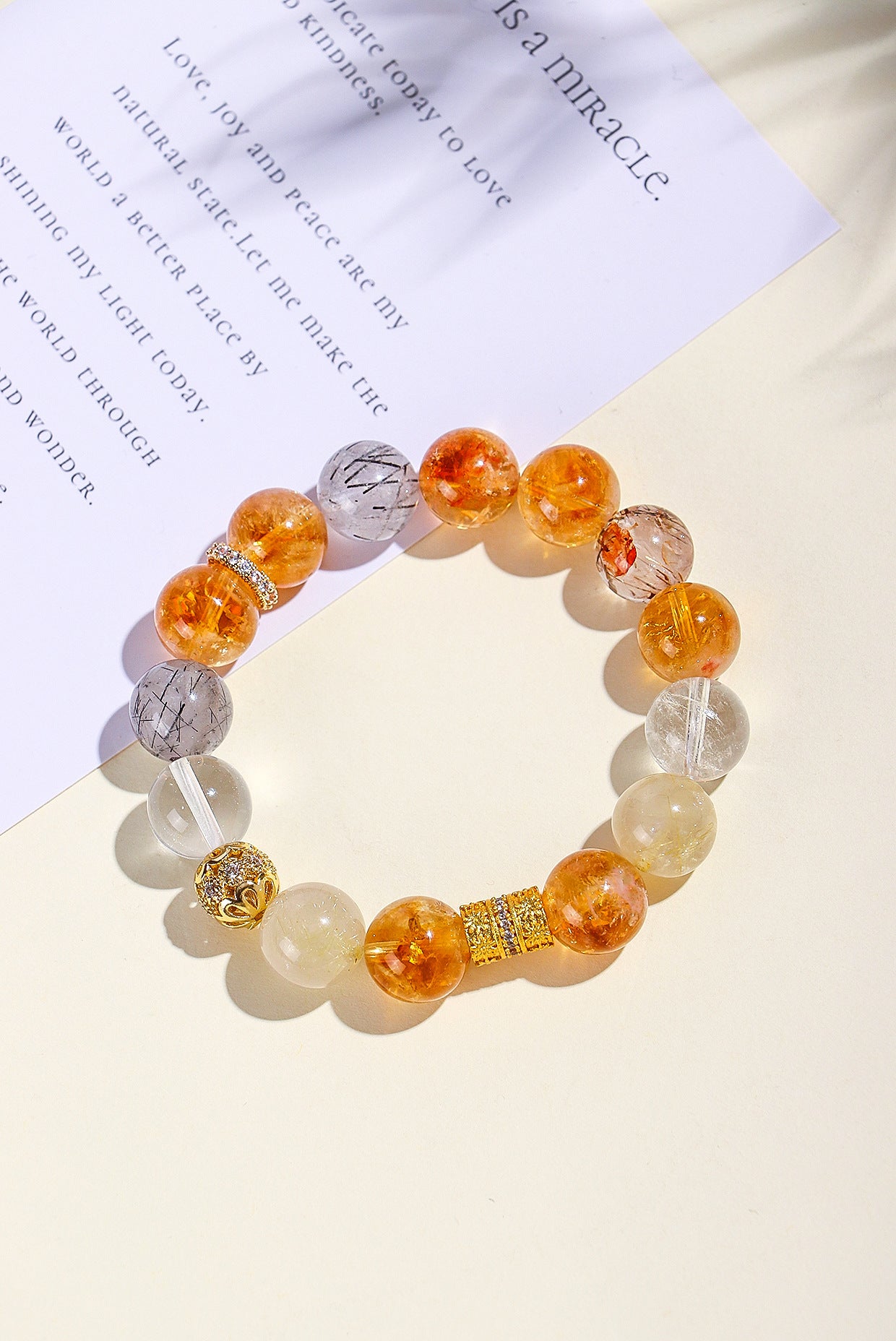 Planderful Fortune's Favor Bracelet – Elegant Black Gold Super Seven Crystal Design