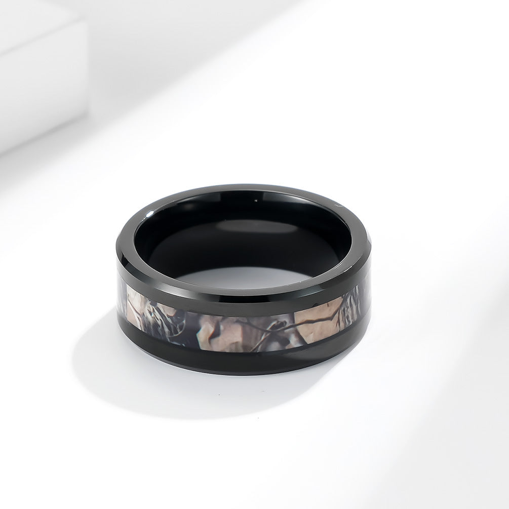 Tungsten Steel Inlaid Camouflage Men's Ring Jewelry