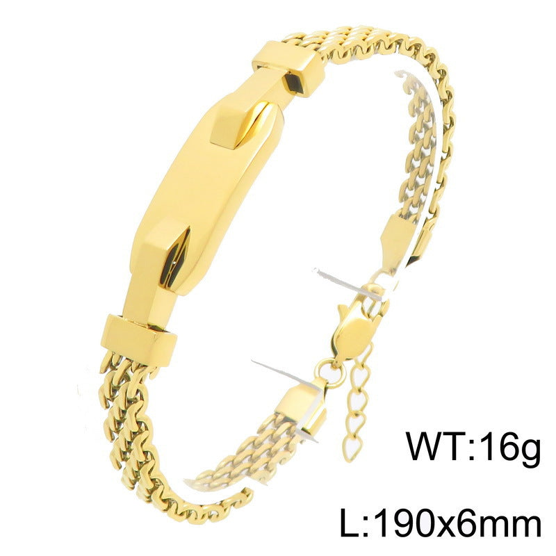 Style Rectangular Plate Mesh Chain Titanium Steel Bracelet Geometric Curved Bar