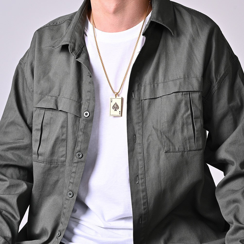 Planderful Playing Card Necklace Titanium Steel Pendant K Spade A Hearts Streetwear Edgy Hip Hop Style For Fashion Fans